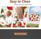 Cute Strawberry Flower Dog Cat Food Mat, Absorbent Pet Feeding Mat - Image 4