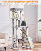 Yaheetech Cat Tree Cat Tower, 63in Multi-Level Kitten Tree - Image 2