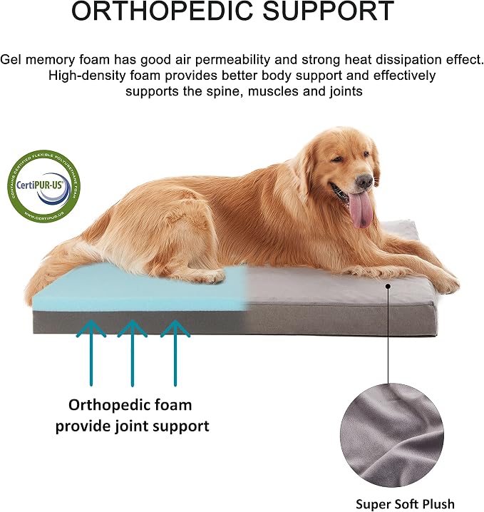 Orthopedic Memory Foam Dog Bed for Large Dogs, Cooling Dog Beds -Waterproof Pet - Image 3
