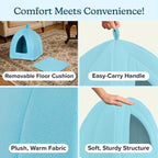 Cat House Indoor Cat Bed with Removable Foam Cushion, Plush Cat Tent Bed - Image 3