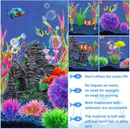 10pcs Aquarium Artificial Plastic Plants Decorations and Rock Cave Decor Set - Image 6