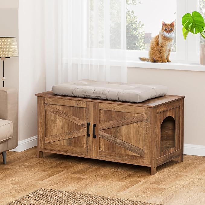 Homhedy 39.4" L Cat Litter Box Enclosure, Pet House - Image 6