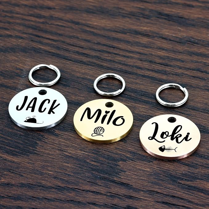 Ultra Joys Cat ID Tag Personalized Pet Tags, Durable Stainless Steel Small Pet - Image 2