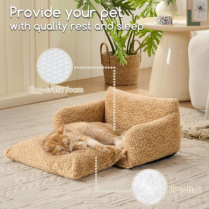 Hollypet Cat Bed Fluffy Plush Mutifuctional Double-Layer Soft Pet Couch - Image 5