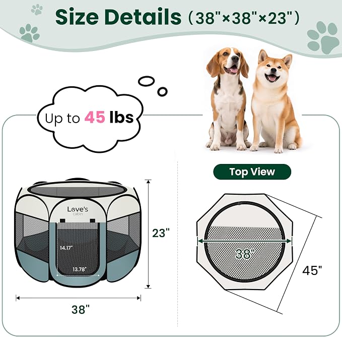 Love's cabin Pet Puppy Dog Playpen, Large Dog Tent Crates Cage Indoor/Outdoor - Image 3