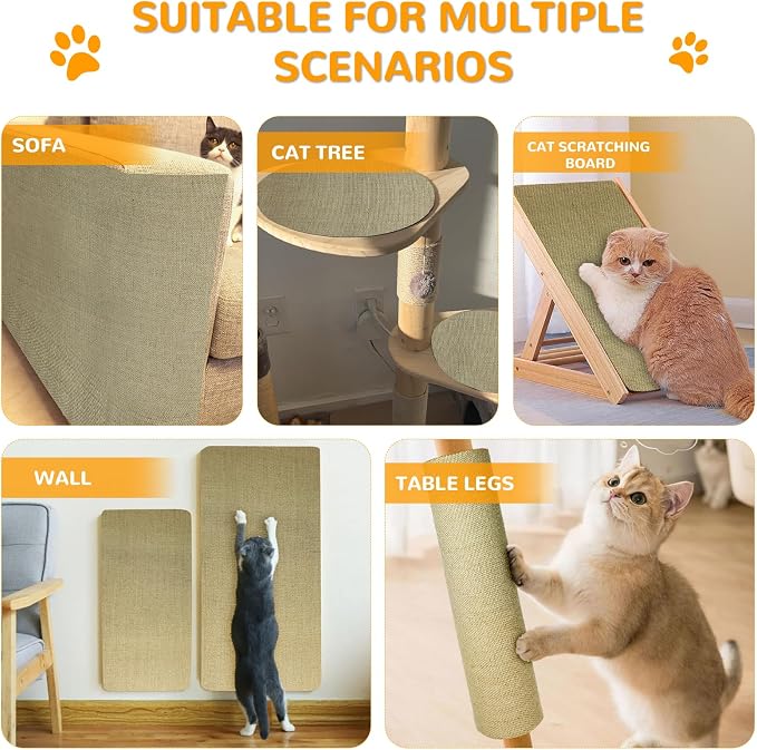 Jute 78.7"x15.8" Trimmable Cat Scratching Mat - Image 6
