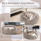 rabbitgoo Cat Beds for Indoor, 20 inches Machine Washable, Fluffy Round Pet Bed - Image 8