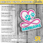 Custom Pet Name Sticker Personalized Text Infinity Heart Pawprint Animal Lovers - Image 4