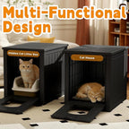 Cat Litter Box Enclosure, Openable Front Door & Raised Floor - Image 2