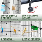 Encrypted Bird Cage, with Wooden Perches, Metal Parakeet Cage with Slide-Out - Image 4