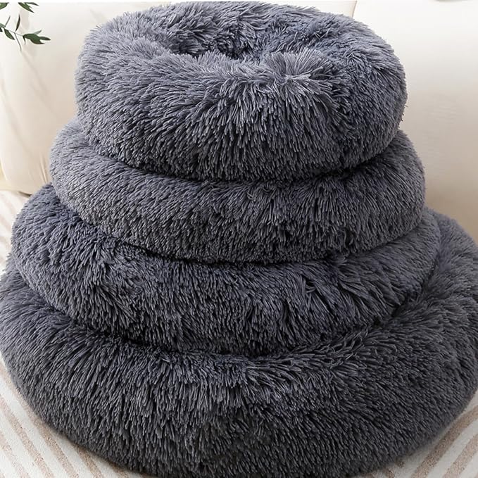 Super Soft Donut Cat Bed and Dog Bed Round Plush Pet Cushion Fluffy Rabbit Cave - Image 5