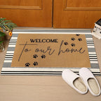 Tinideya 2 Pcs Pet Theme Door Mat Paw Welcome Non Slip Coir Mats Dog Cat Floor - Image 3