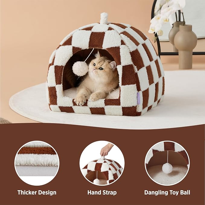 Lesure Cute Cat Beds for Indoor Cats - 2 in 1 Cat Cave Bed for Kittens and - Image 4