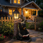 Lyeasw Garden Statues Bears, Solar Reading Bear Statue - Image 2