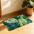 Tropical Palm Leaves Pet Feeding Mat, Absorbent Quick-Dry Dog Cat Bowl Mat by QSOQSO
