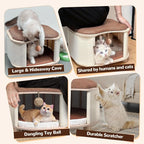 Solid Wood Cats House Stool, 300-lb Capacity. Large Cat Bed Cave - Image 4