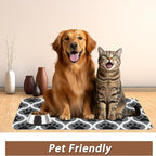 Gray Paw Print Geometric Dog Cat Food Mat, Absorbent Pet Feeding Mat - Image 6