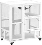 PawHut Indoor Wooden Catio, Cat House Cat Enclosure on Wheels by PawHut
