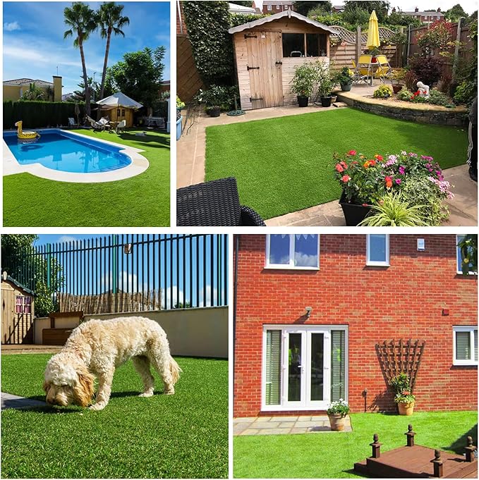 Artificial Grass Rug Outdoor Indoor 9FTX43FT Fake Grass Carpet Green Synthetic - Image 8