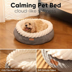 FUKUMARU Dog Bed, Calming Donut Dog Beds, Plush Faux Fur&Corduroy Cat Beds - Image 3