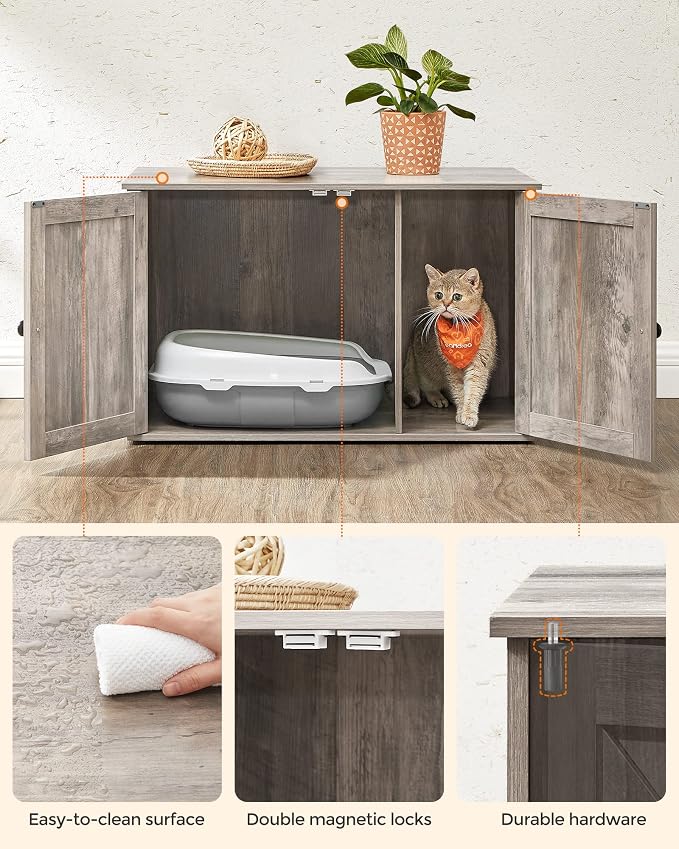 Feandrea Cat Litter Box Enclosure, Litter Box Furniture Hidden - Image 8