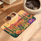 Pet Feeding Mat, Cactus Absorbent Dog Cat Food Mat Desert Dog Mat by Unknown