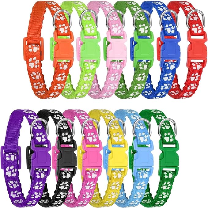 12 Pack Puppy Collars for Litter, Adjustable Puppy ID Collars Soft Nylon by Makeyourlifemoreenjoyable
