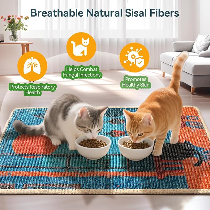3-in-1 Sisal Cat Scratcher Mat 23.6x15.7'' – Floor & Wall Use - Image 6