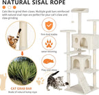 BestPet | 62" Cat Tree Tower | Beige | Sturdy, Hanging Cat Toys, Observation - Image 4