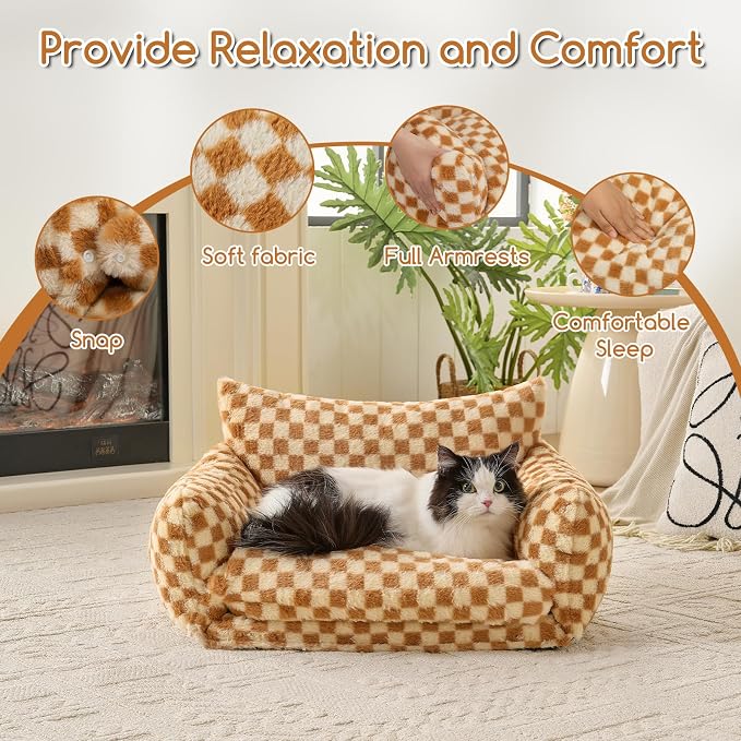 Hollypet Cat Bed Fluffy Plush Mutifuctional Double-Layer Soft Pet Couch - Image 6