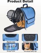 Large Cat Carrier with Tunnel Extension, Portable Small Dog Backpack with - Image 2