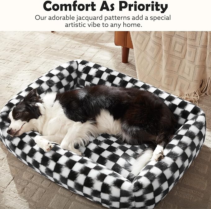 JOEJOY Dog Bed Medium Size Dog, Rectangle Washable Orthopedic Corduroy Fleece - Image 3