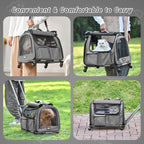 Large Pet Carrier with Wheels, Foldable Rolling Dog Carrier with Big Pocket - Image 7