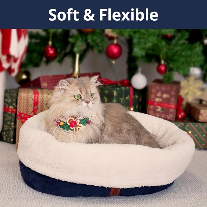 Self Warming Cat Bed, 17.7" x 13.7" Anti-Slip Soft Round Thermal Pet Cushion Bed - Image 3
