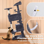 Yaheetech 54in Cat Tree, 2 Cozy Caves, Scratching Posts, Climbing Ladder - Image 9