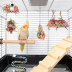 Morezi Bird Swing for cage Parakeet Parrot Swing Wood Ladder Toy Accessories - Image 4