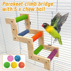 Hamiledyi Nature Wooden Bird Ladder Pet Parrots Climb Bridge Exercise Stands - Image 4