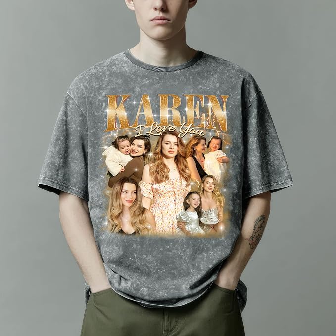 H-DEWALL Custom T Shirts Mineral Wash Tshirt Bootleg Rap Tee Customized Gifts - Image 2