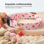 Cotton Handmade Dog Collar Cute and Distinctive Patterns Pink Strawberries - Image 5