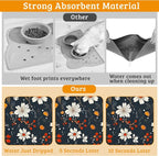 Floral Black Feeding Mat, Absorbent Quick-Dry Cat Dog Food and Water Bowl Mats - Image 3