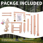 QBLEEV Bird Cage Play Stand Toy Set-Birdcage Wood Stands Hanging Chew Toys - Image 5
