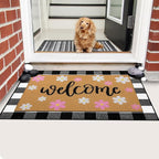 Tinideya 2 Pcs Spring Welcome Door Mat Outdoor Pink Flower Doormats - Image 5