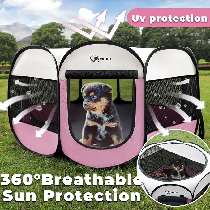 Pink Dog Cat Playpen, Puppy Pet Playpen Indoor - Image 6