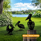 3 Pack Pelican Metal Garden Decorative Stakes, Weather Proof Silhouette Statues - Image 2