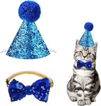 Christmas Pet Party Jazz Hat and Blingbling Bow Tie Breakaway Collar Set by Arogheiz