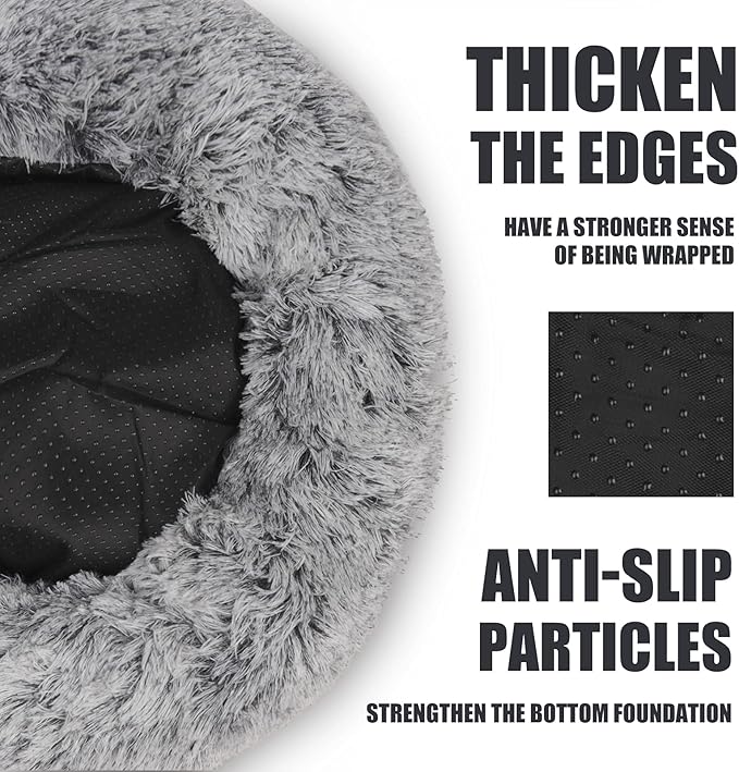 ShinHye Cat Bed Round Plush Fluffy Hooded Cat Bed Cave, Cozy - Image 7