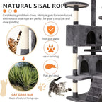 BestPet | 54" Cat Tree Tower | Light Gray | Sturdy, Hanging Cat Toys, - Image 4