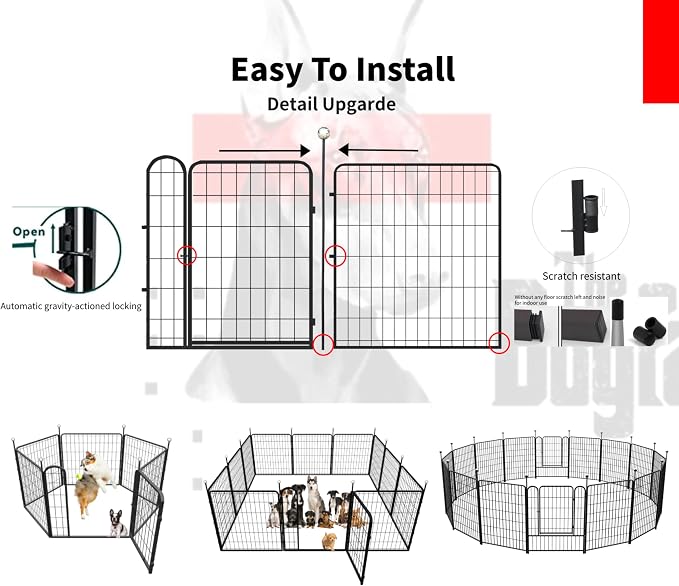 Dog Playpen Indoor/Outdoor, 6 Panels Dog Pen Play Pen - Image 6