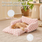 Hollypet Cat Bed Fluffy Plush Mutifuctional Double-Layer Soft Pet Couch - Image 5
