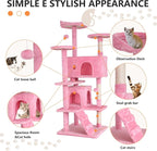 BestPet | 54" Cat Tree Tower | Pink | Sturdy, Hanging Cat Toys, Observation - Image 6